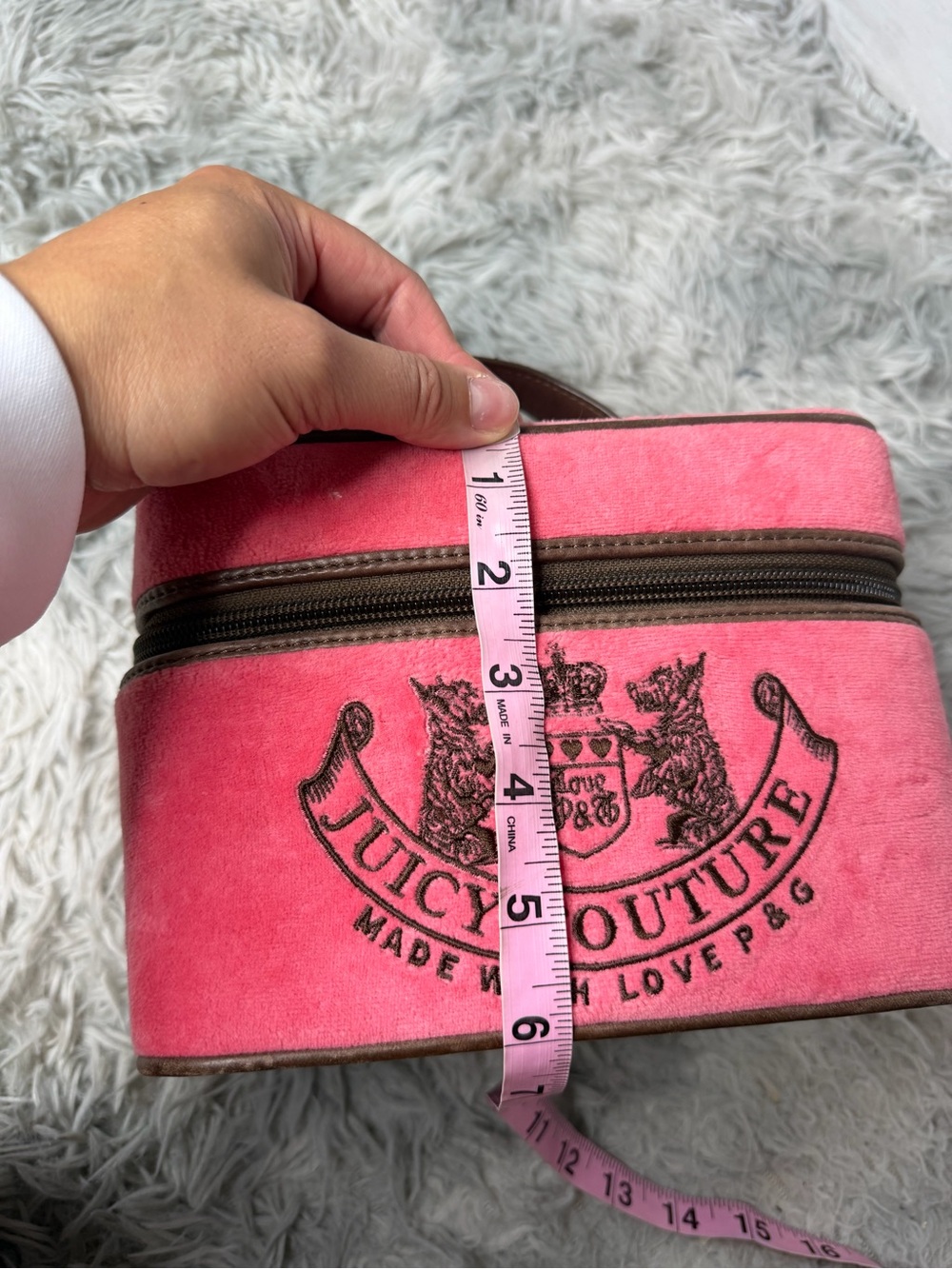 Rare Vintage Juicy Couture Pink Velour Train Case Vanity Bag Y2K McBling - Picture 11 of 12